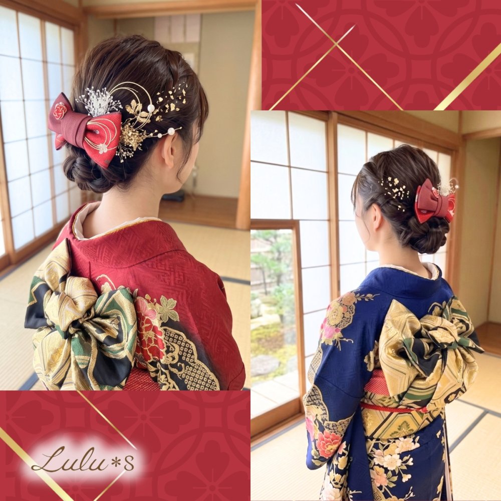 畳縁リボンの髪飾り 豪華フルセット 和装 ヘアアクセサリー 成人式 卒業式 袴 振袖 浴衣 七五三 着物 ヘッドドレス 大きめリボン 水引 金箔 ボールピン 和モダン 和洋折衷 レトロ ヘアアレンジ 髪留め 選べる3色 南天 梅 桜 プレゼント ギフト