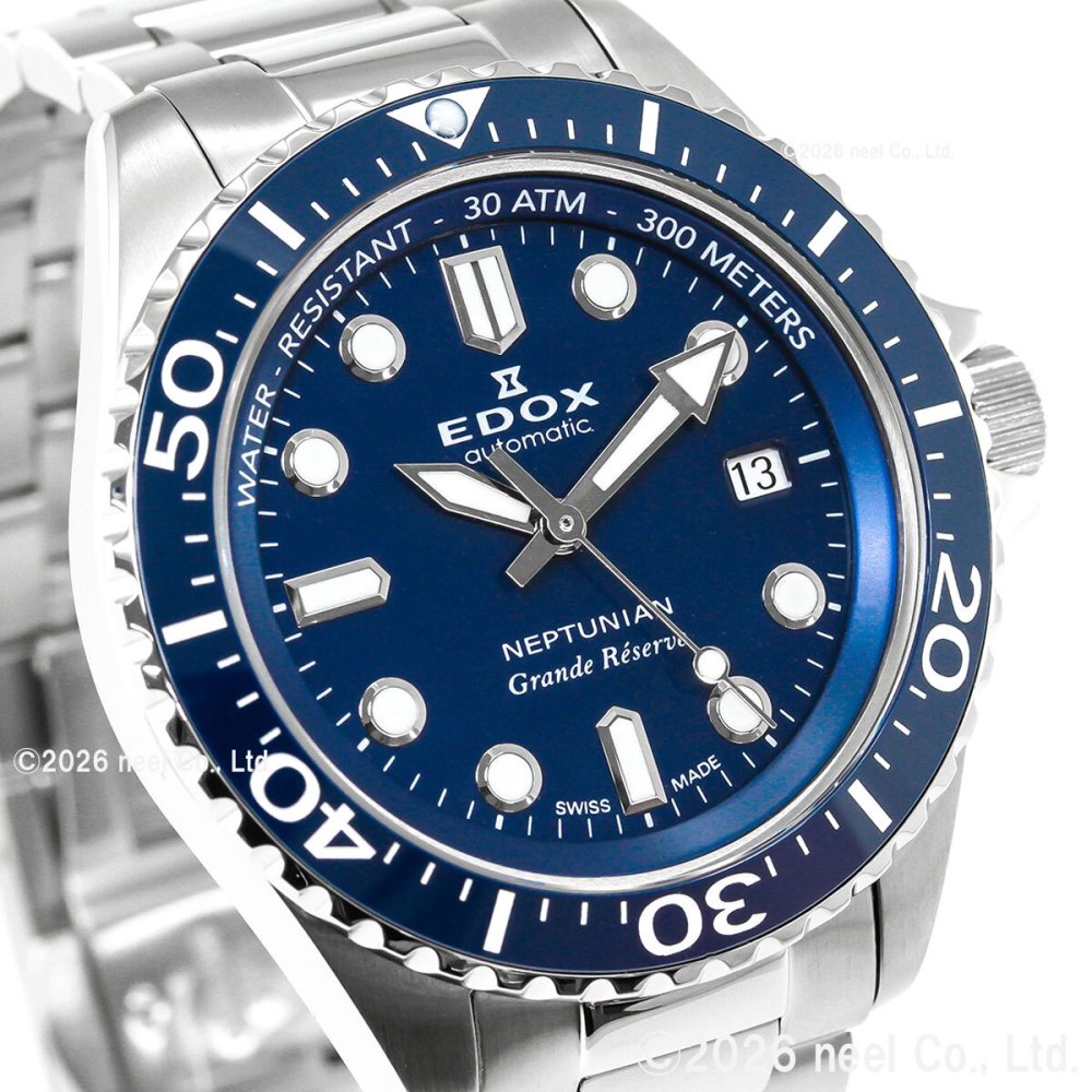 エドックス EDOX ネプチュニアン グランデ リザーブ デイト オートマティック 腕時計 メンズ 自動巻き ダイバーズウォッチ 80801-3BUM-BUIN NEPTUNIAN