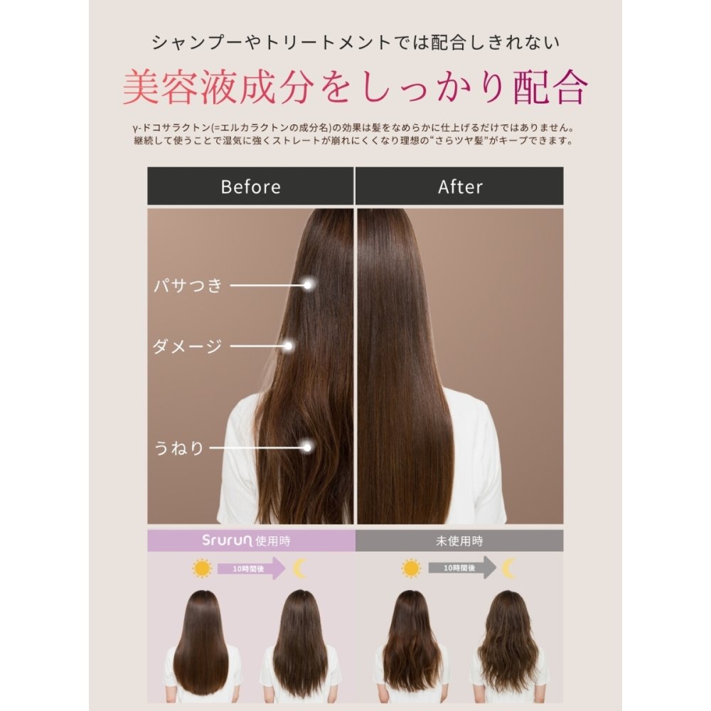雑誌掲載 Srurun【たった10秒でさらツヤ髪に！ 髪の美容液 】熱ケア ヘアミルク 保湿 髪質改善 洗い流さないトリートメント ヘアケア ダメージケア トリートメント 美容室 人気 ヘアオイル 艶髪  広がり うねり サラつや ブリーチ 無香料 115ml