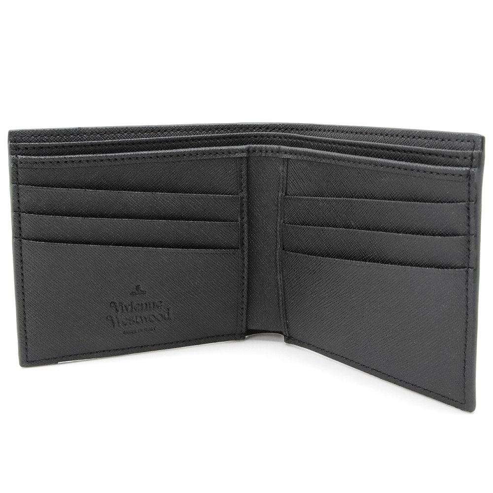 ヴィヴィアンウエストウッド 二つ折り財布（小銭入れなし） ヴィヴィアン Vivienne Westwood 財布 メンズ レディース ブラック VW4283 (5115003MM-S0021-N401) 【ラッピング無料 誕生日 お祝い プレゼント ギフト 贈り物】