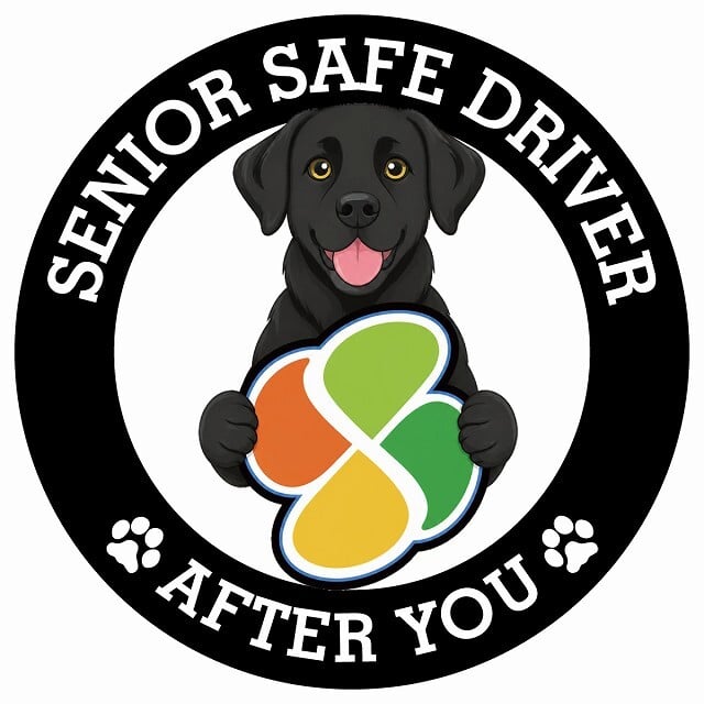 カーサイン 高齢者マーク SENIOR SAFE DRIVER ラブラドール ステッカー シール 直径13cm 肉球 日本製 車