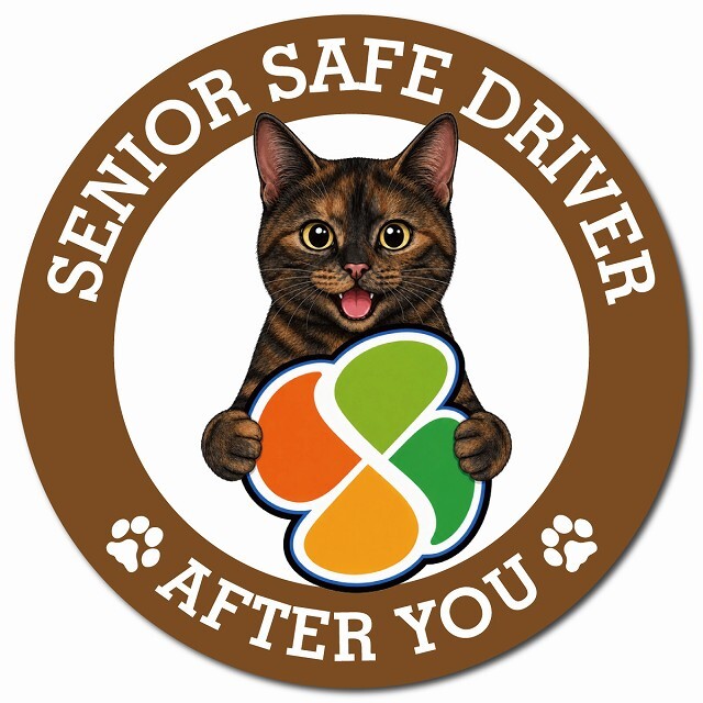 カーサイン 高齢者マーク SENIOR SAFE DRIVER サビ（べっ甲） マグネット 強力 直径13cm 肉球 日本製 車 ステッカー