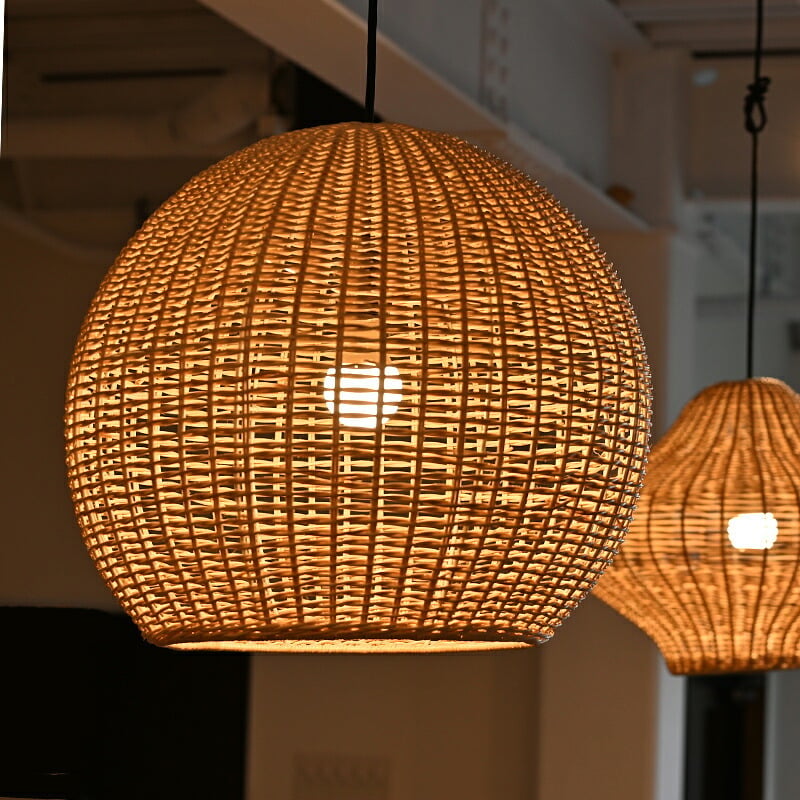 照明 ライト ランプシェード ペンダントランプ ラタン 籐 ランプ シェード 1灯 口金E26 60W LED 天井 インテリア ペンダント 吊り下げ 和モダン 器具 おしゃれ リゾート