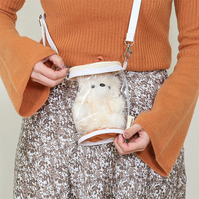 推し活 ぬいぐるみクリアバッグ[ぬいぐるみ 収納 ぬいポーチ 推し ぬいバッグ 小さめ ショルダー ポーチ クリア バッグ かわいい バッグポーチ クリアポーチ クリアケース 透明 デコ 通勤 通学 可愛い おしゃれ 推し活グッズ]