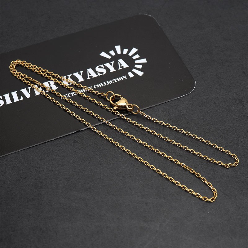 ステンレス あずきチェーンネックレス 4面カット ゴールド 金 18K GP 重量感 ゴールドネックレス 太め 細め 幅9タイプ 切れにくい 錆びにくい 金属アレルギー対応