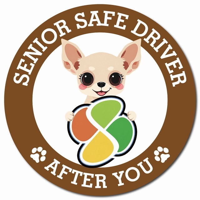 カーサイン 高齢者マーク SENIOR SAFE DRIVER チワックス マグネット 強力 直径13cm 肉球 日本製 車 ステッカー
