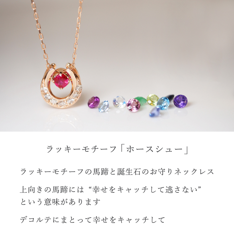 馬蹄 誕生石 ネックレス K18 18金 18K K10 10金 10K プラチナ ホースシュー 女性 レディース 誕生日 記念日 プレゼント ギフト 誕生日プレゼント お守り 20代 30代 40代 妻 彼女 天然石 ダイヤモンド ダイヤ ルビー 小さい 小さめ ピンクゴールド ゴールド 選べる 金属アレルギー対応 金属アレルギー