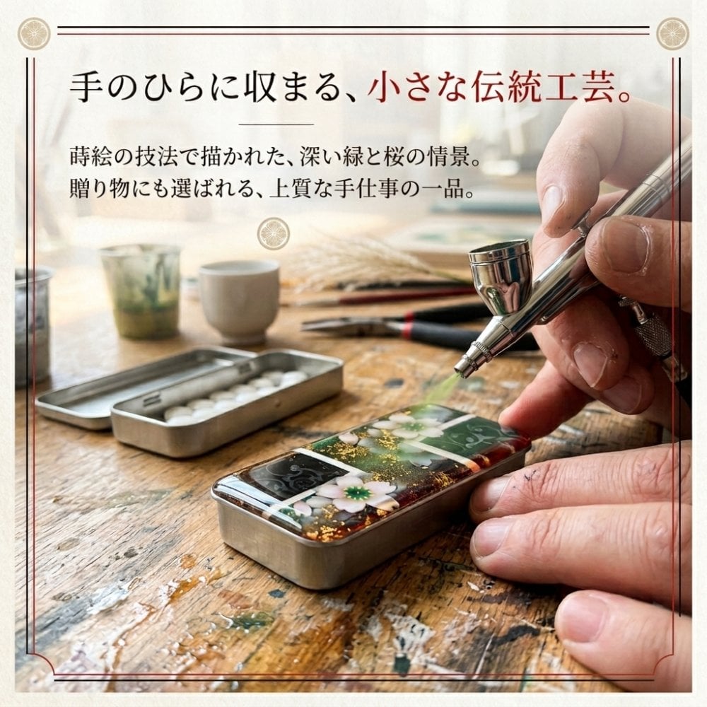 職人の手作り！和柄FRISKケース『奈』フリスク タブレット ミント 名入れ 職人 手作り ハンドメイド 送料無料 伝統工芸 桜 和モダン 和柄 和風 和雑貨 ギフト プレゼント 贈り物