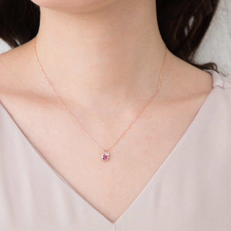 オーダーメイド しずく ネックレス 誕生石 2石 Ties K18 18金 18K K10 10金 10K プラチナ ドロップ型 雫 女性 レディース 誕生日 記念日 プレゼント ギフト 誕生日プレゼント 20代 30代 40代 妻 彼女 天然石 ダイヤモンド ダイヤ ルビー 小さい 小さめ ピンクゴールド ゴールド 選べる 金属アレルギー対応 金属アレルギー
