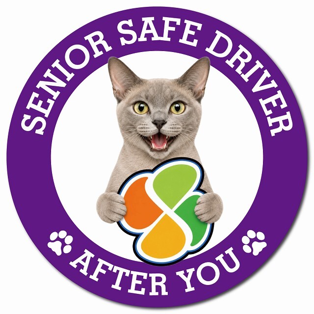 カーサイン 高齢者マーク SENIOR SAFE DRIVER ヨーロピアンバーミーズ マグネット 強力 直径13cm 肉球 日本製 車 ステッカー