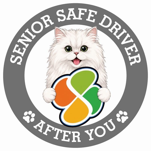 カーサイン 高齢者マーク SENIOR SAFE DRIVER ペルシャ ステッカー シール 直径13cm 肉球 日本製 車