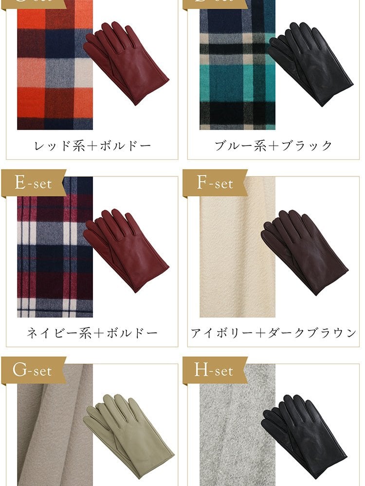 ギフトセット ストール＆手袋 レディース 【名入れ刺繍対象】 ストール カシミヤ100% カシミア マフラー 手袋 レザー レザーグローブ グローブ スマホ対応 指ぬき 女性 女性用 プレゼント ギフト クリスマス ホワイトデー 誕生日 記念日 (xmasgiftset-womenr)