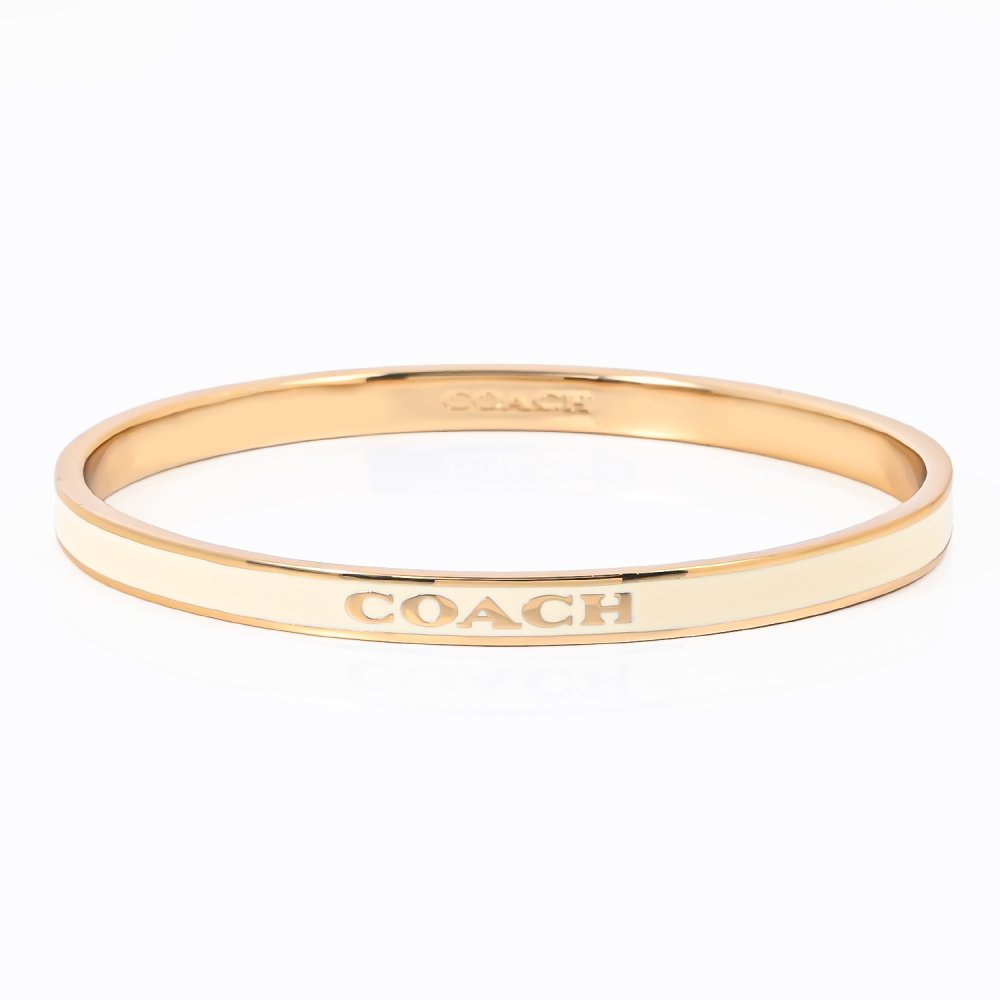 コーチ COACH バングル ブレスレット ブランドロゴ クリスタル セット ペア 2連 レディース オフホワイト ゴールド 463839GLD100 ジュエリー アクセサリー バレンタイン 送別会 誕生日 結婚祝い 結婚式 高級 父の日 母の日【スペシャルラッピング660円(別売り)】 即日発送 ファッション小物 ビジネス小物 ホワイトデー