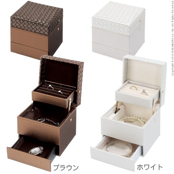 ジュエリーケース アクセサリーケース 持ち運び イントレチャート調ジュエリーボックス 〔アンジェラ〕 キューブ アクセサリーボックス 小物入れ リング ピアス イヤリング ネックレス コンパクト