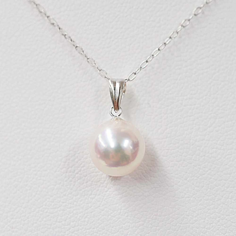 ［pearl47］ 8mm - 8.5mm ホワイトピンク 1粒 ネックレス ペンダント 天女カラー あこや真珠 天草 熊本