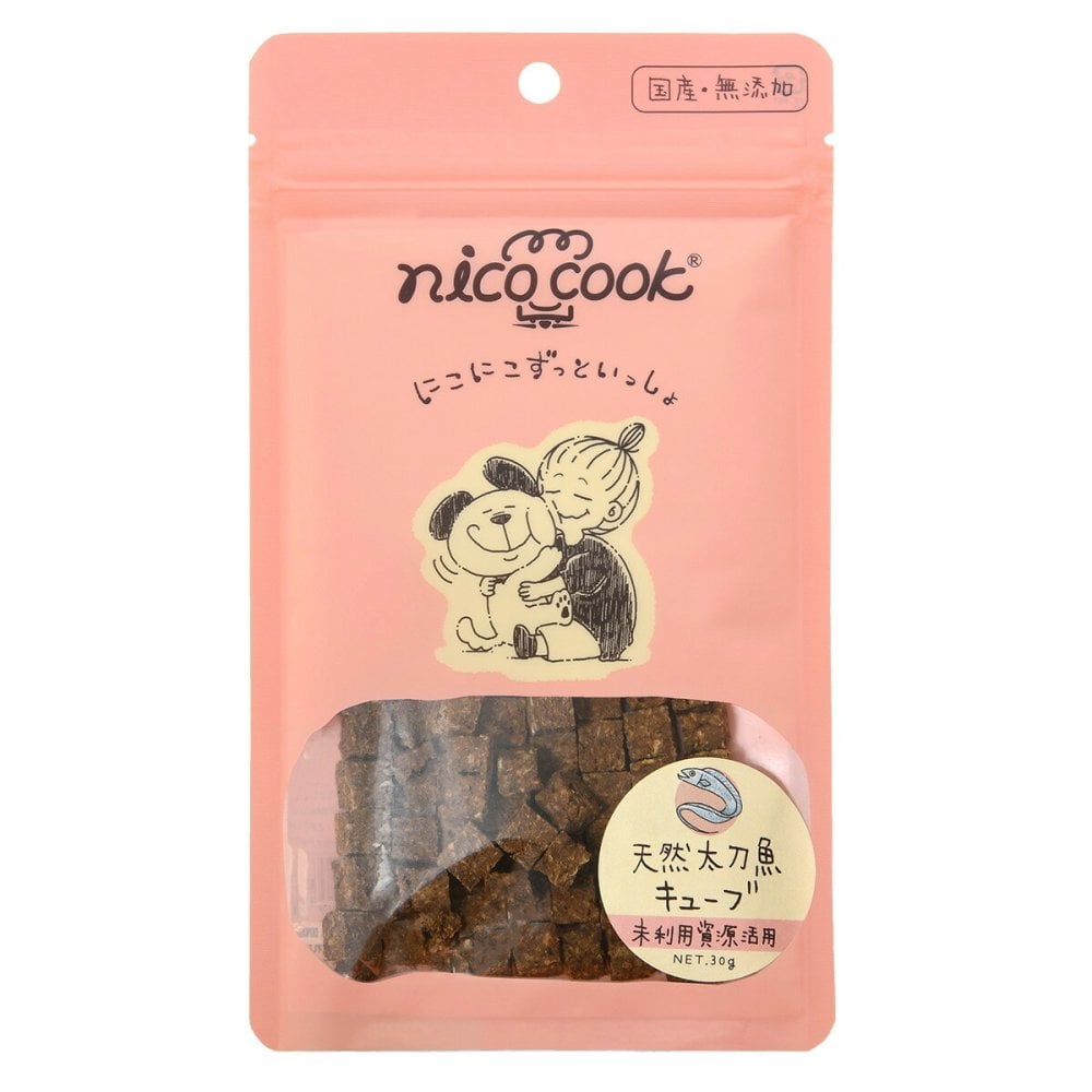 ニコクック nico cook 天然太刀魚キューブ 国産 犬猫兼用おやつ 30g