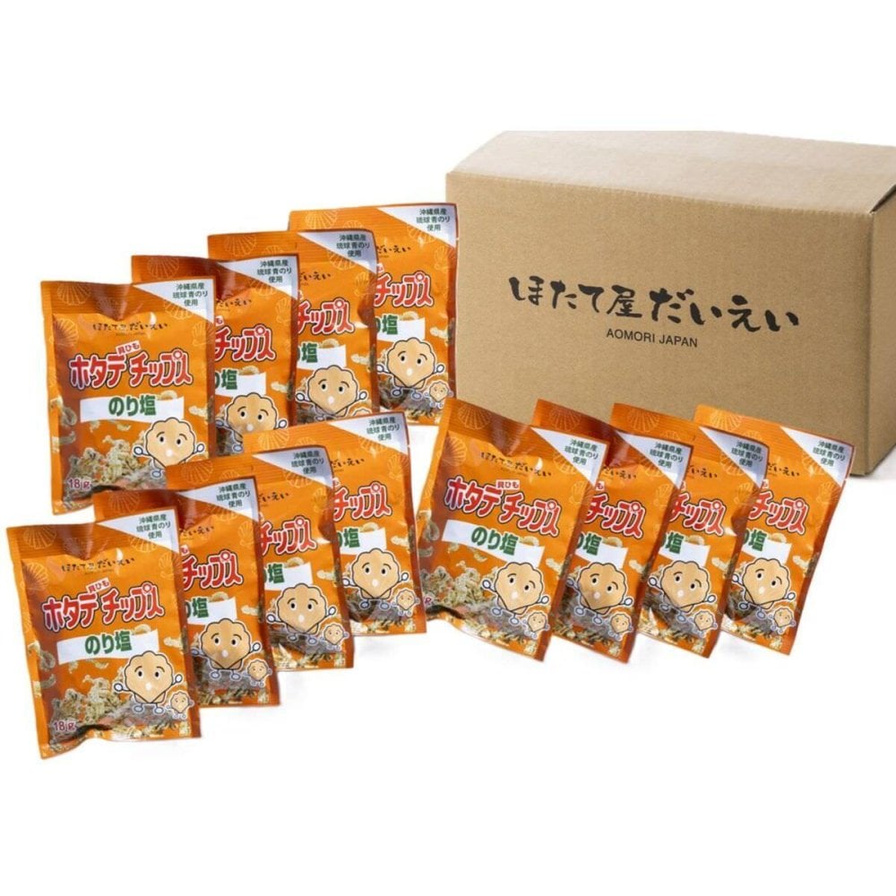 ホタテ貝ひもチップス のり塩 12袋 スナック お菓子 国産 帆立 貝ひも 磯風味