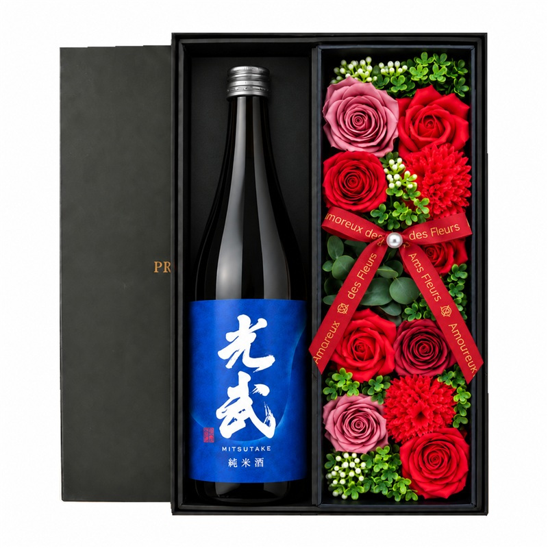 光武 日本酒 酒 プレゼント ギフト お酒品 清酒 純米 吟醸 720 贈呈 セット ソープフラワー フラワーボックス 花 お花 定年退職 還暦祝い 退職祝い 男性 女性 お祝い 古希 喜寿 傘寿 米寿 卒寿 白寿 百寿