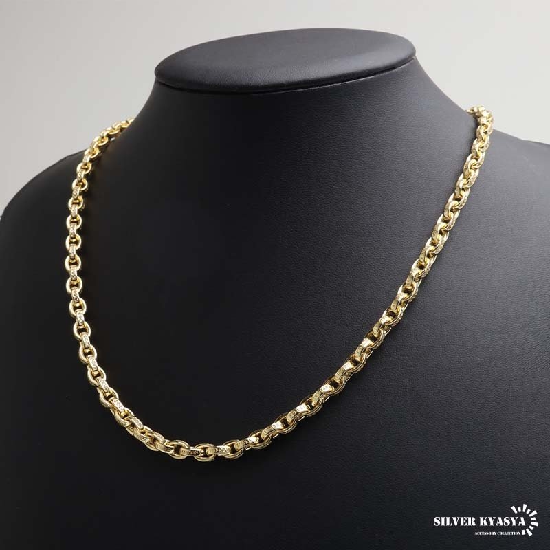 ペーパーチェーンネックレス 六字真言 小粒 ストーンネックレス ゴールド 18KGP 50cm 60cm ホワイトメタル 梵字 細身 二重ロック キラキラ 煌めく 高級感 重厚感 かっこいい メンズ 男性