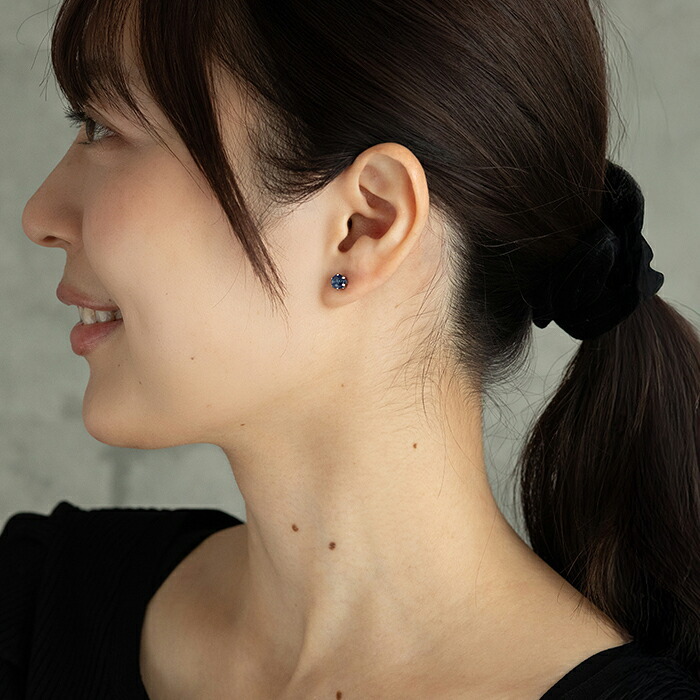 セカンドピアス つけっぱなし ピアス カイヤナイト 5mm ネパール産 金属アレルギー対応 サージカルステンレス 品質保証書 宝石質 藍色 天然石 レディース メンズ 片耳用