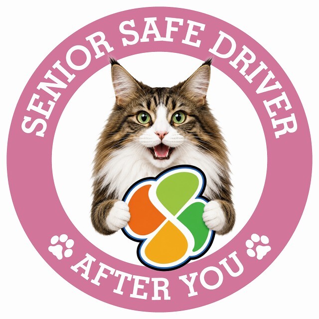 カーサイン 高齢者マーク SENIOR SAFE DRIVER ノルウェージャンフォレストキャット ステッカー シール 直径13cm 肉球 日本製 車