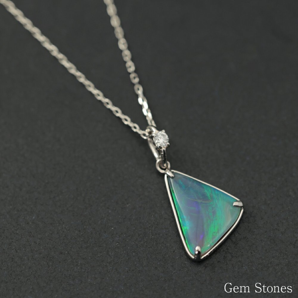 上質 ブラックオパール ネックレス 1.080ct ダイヤモンド プラチナ Pt900 ペンダント シンプル エレガント 上品 レディース 宝石 ダイヤ 一粒 一石 ジュエリー 10月 誕生石 プレゼント