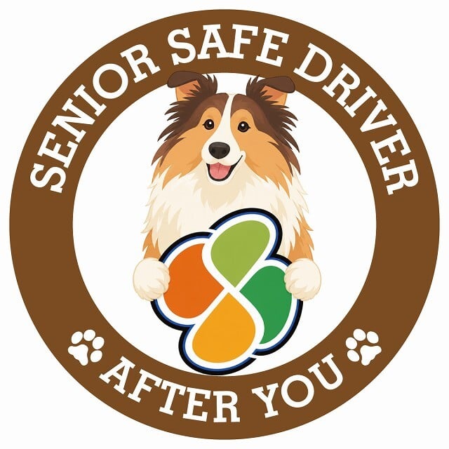 カーサイン 高齢者マーク SENIOR SAFE DRIVER ラフコリー ステッカー シール 直径13cm 肉球 日本製 車