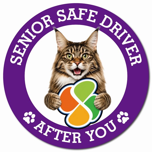 カーサイン 高齢者マーク SENIOR SAFE DRIVER メインクーン マグネット 強力 直径13cm 肉球 日本製 車 ステッカー