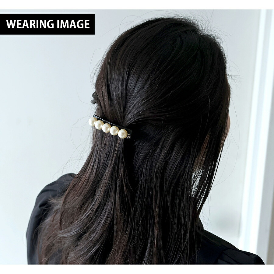 アレクサンドル ドゥ パリ バレッタ レディース ブランド ALEXANDRE DE PARIS ペルル 人工真珠 AA6-16919-05-N2 ブラック ヘアアクセサリー