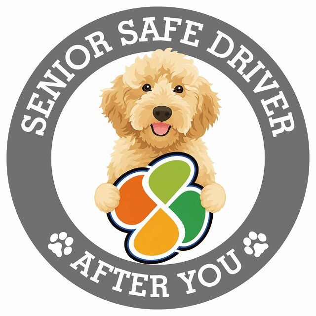 カーサイン 高齢者マーク SENIOR SAFE DRIVER オーストラリアンラブラドゥードル ステッカー シール 直径13cm 肉球 日本製 車
