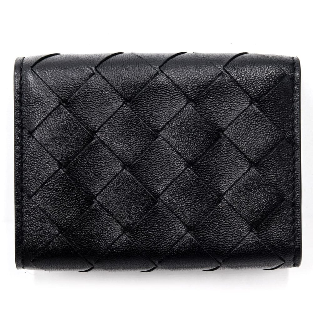 ボッテガヴェネタ BOTTEGA VENETA 三つ折り財布 イントレチャート メンズ レディース ブラック 黒 ミニ財布 小銭入れ付き カード入れ6つ ラムレザー 本革 スナップボタン 609285 V3UH1 8803