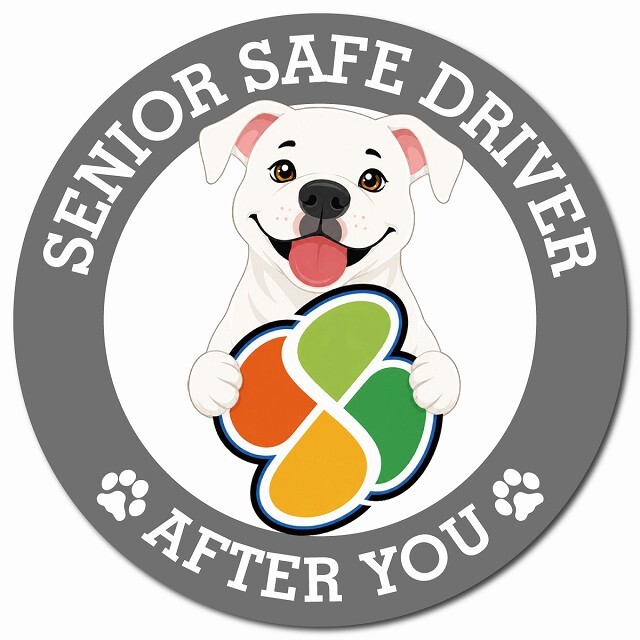カーサイン 高齢者マーク SENIOR SAFE DRIVER ピットブル マグネット 強力 直径13cm 肉球 日本製 車 ステッカー