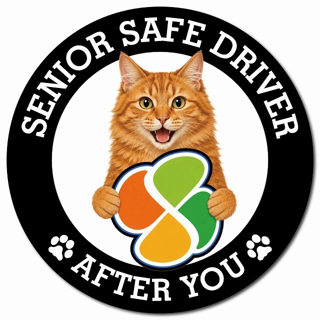 カーサイン 高齢者マーク SENIOR SAFE DRIVER アメリカンボブテイル マグネット 強力 直径13cm 肉球 日本製 車 ステッカー