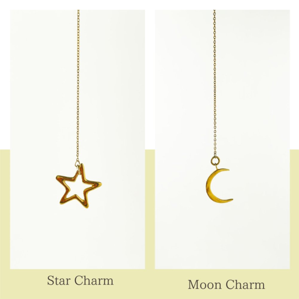 英国製 ハンドメイド 星と月 ゴールドネックレス レディース ラリエット 18Kゴールドプレーティング 上品 誕生日 記念日 ギフト