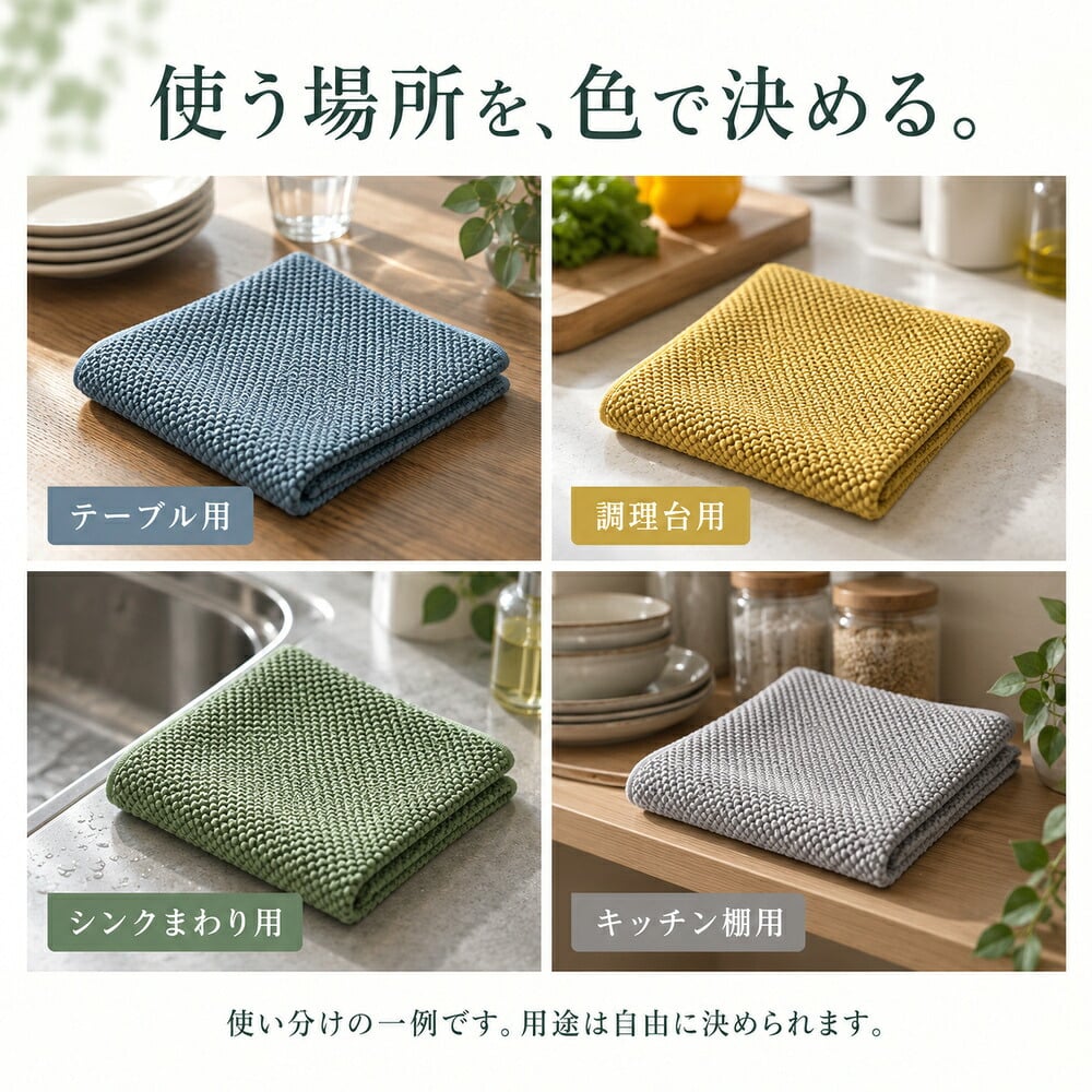 キッチンクロス 4枚セット 大判 30×30cm キッチンタオル 水切りタオル ふきん 吸水 食器拭き 台拭き おしゃれ くすみカラー まとめ買い