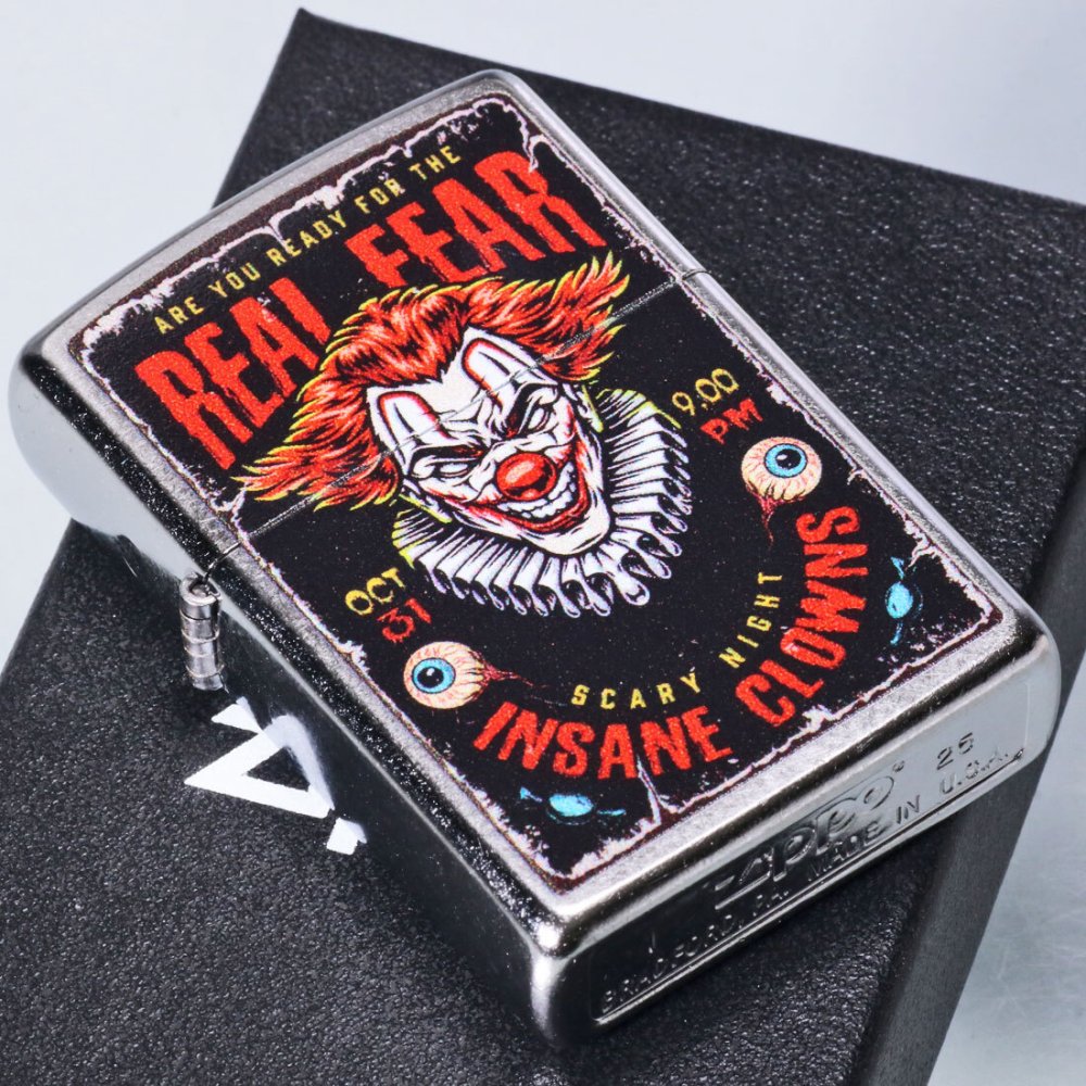 【名入れ】送料無料 zippo ジッポーライター USオリジナルZIPPO 2025 ピエロ柄 INSANE CLOWNS ストリートクローム プリント加工 個性的 ホラー 狂気 おしゃれ ギフト プレゼント[zZ207-125618]