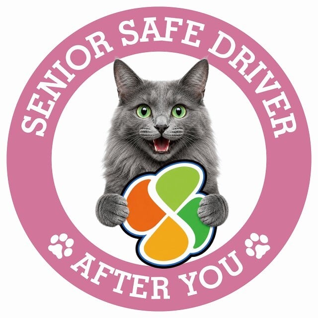 カーサイン 高齢者マーク SENIOR SAFE DRIVER ネベロング ステッカー シール 直径13cm 肉球 日本製 車