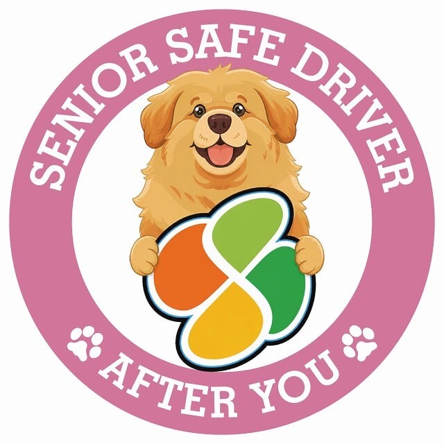 カーサイン 高齢者マーク SENIOR SAFE DRIVER チベタンマスティフ ステッカー シール 直径13cm 肉球 日本製 車