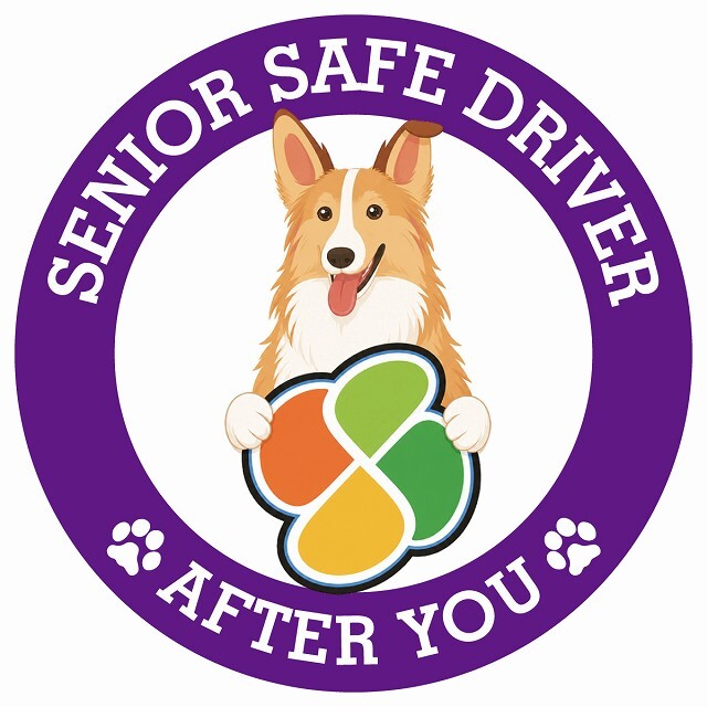 カーサイン 高齢者マーク SENIOR SAFE DRIVER スムースコリー ステッカー シール 直径13cm 肉球 日本製 車