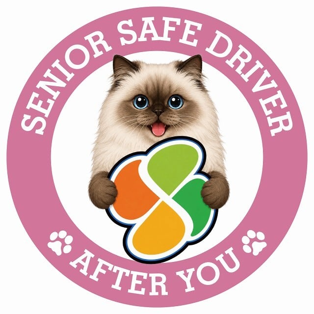 カーサイン 高齢者マーク SENIOR SAFE DRIVER ヒマラヤン ステッカー シール 直径13cm 肉球 日本製 車