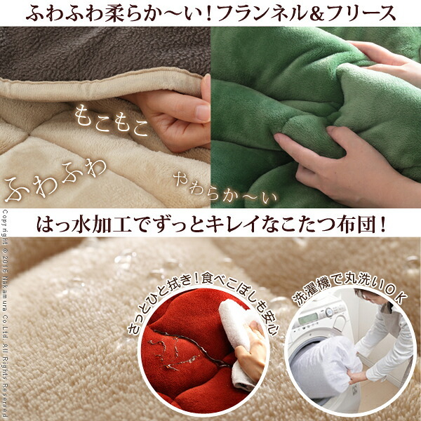 こたつ布団 長方形 省スペース はっ水リバーシブル省スペースこたつ布団-モルフ 90x60cmこたつ用(200x170cm) 撥水 洗える 保温 掛け布団 かけふとん コタツ 炬燵 こたつぶとん シンプル カジュアル テレワーク リモートワーク 冬用