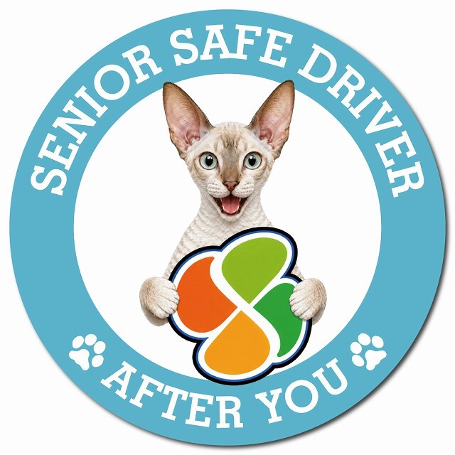 カーサイン 高齢者マーク SENIOR SAFE DRIVER コーニッシュレックス マグネット 強力 直径13cm 肉球 日本製 車 ステッカー