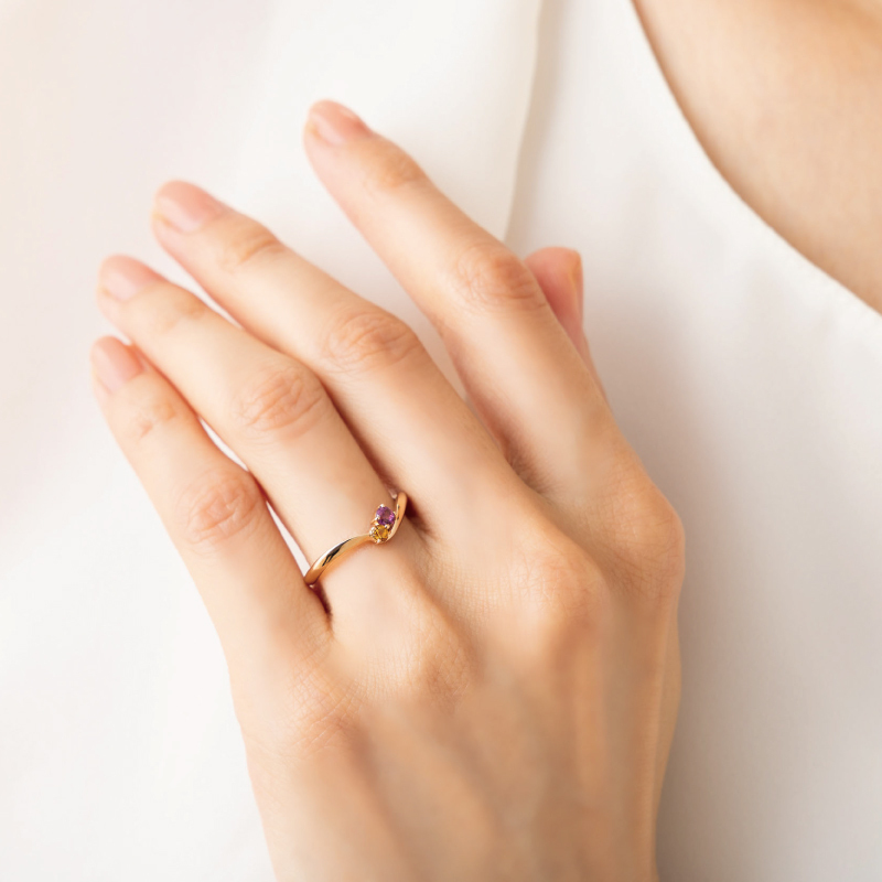 オーダーメイド しずく リング 指輪 誕生石 2石 Ties K18 18金 18K K10 10金 10K プラチナ 女性 レディース 誕生日 記念日 プレゼント ギフト 誕生日プレゼント 20代 30代 40代 妻 彼女 天然石 ダイヤモンド ダイヤ ルビー 小さい 小さめ ピンクゴールド ゴールド 選べる アクセサリー 金属アレルギー対応 金属アレルギー