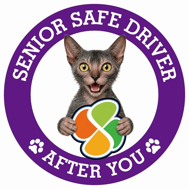 カーサイン 高齢者マーク SENIOR SAFE DRIVER ライコイ ステッカー シール 直径13cm 肉球 日本製 車