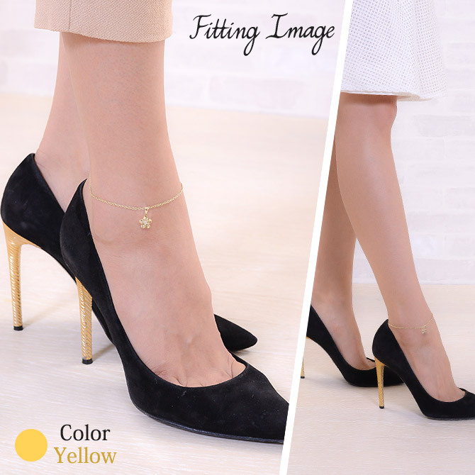 ハワイアンジュエリー ゴールド アンクレット プルメリア K14ゴールド チャーム K10ゴールド太1.5mmあずきチェーン 長さ 選べる 20cm～25cm パーツ ジルコニア ブランド 彼女 妻 女性 レディース 誕生日 プレゼント ハロウィン 【品番：GP109-CH176-A】