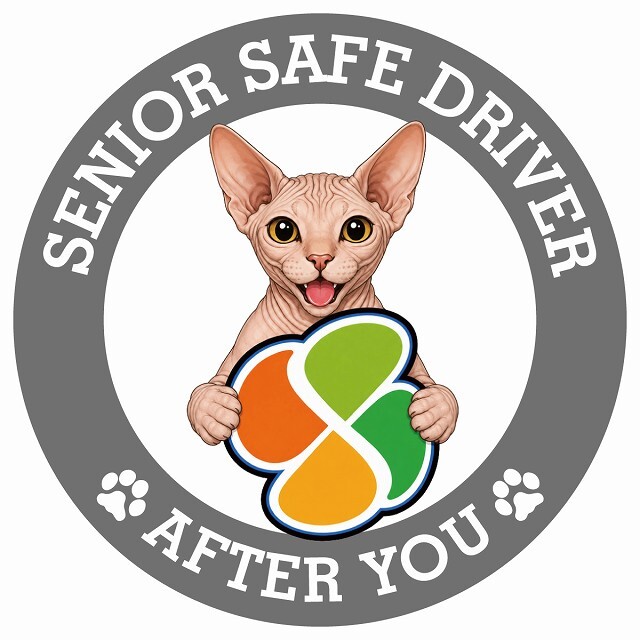 カーサイン 高齢者マーク SENIOR SAFE DRIVER スフィンクス ステッカー シール 直径13cm 肉球 日本製 車
