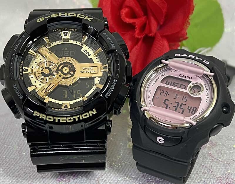 ペアウオッチ gショック恋人たちのGショック ペアウオッチ G-SHOCK   ペア腕時計 カシオ 2本セット gショック アナデジ GA-110GB-1AJF BG-169U-1CJF 人気  婚約　夫婦 高級　クリスマス プレゼント おすすめ 誕生日 御祝い還暦 銀婚式 結婚記念日 婚約