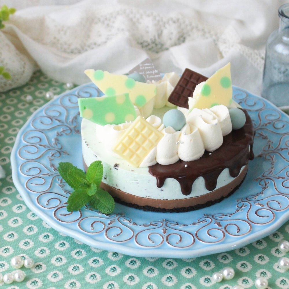 チョコミント・レアチーズケーキ 誕生日 チョコミン党　ミン活　お祝い　記念日　推し活