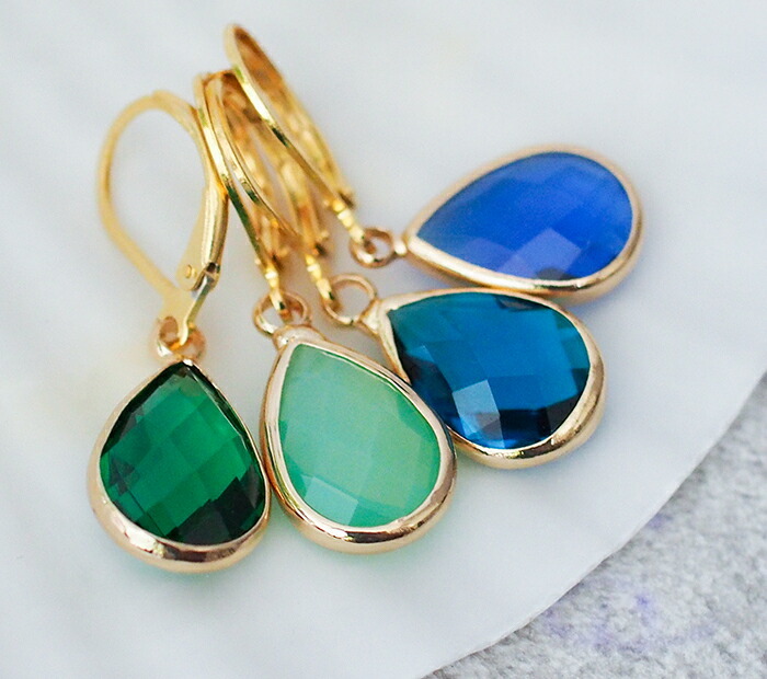 ピアス 金属アレルギー サージカルステンレス フープ 落ちない 引っかからない 外れにくい フック カラフルストーン アクリル しずく 雫 ドロップ ひと粒 片耳 1個
