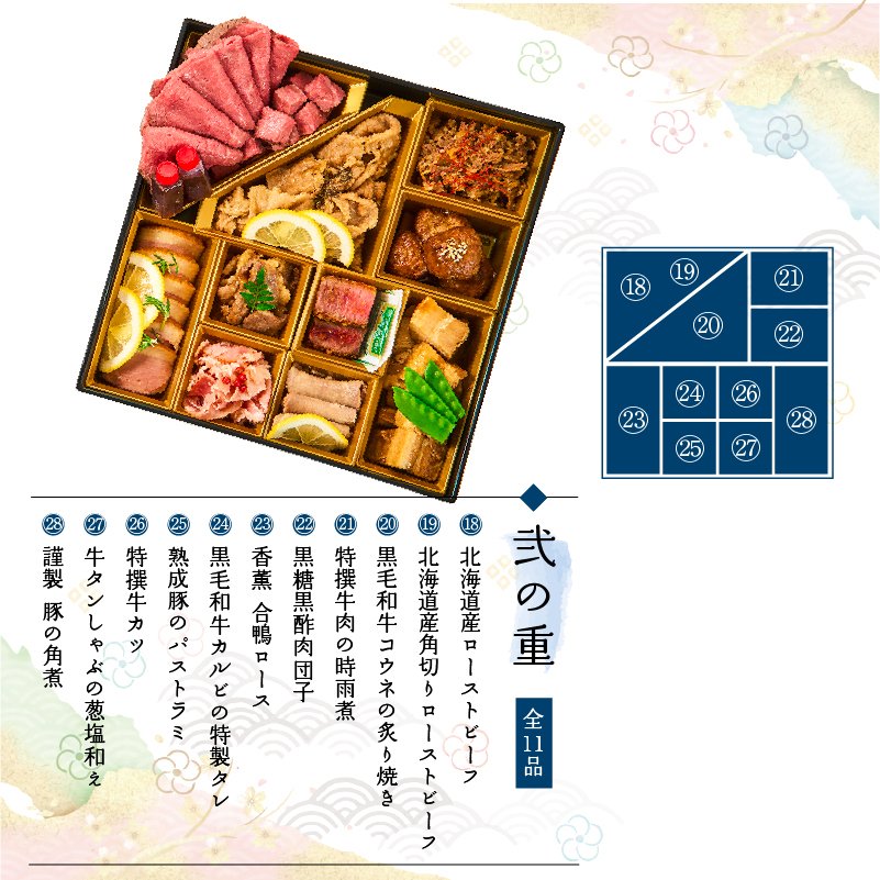 おせち 2027 肉おせち 【飛翔】 2～3人前 3段 冷蔵 【送料無料(一部地域除く】